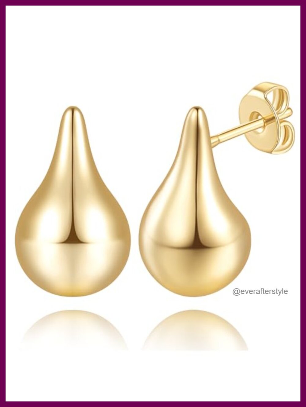 14K Gold Plated Teardrop Hoop Stud Earrings for Women 18mm